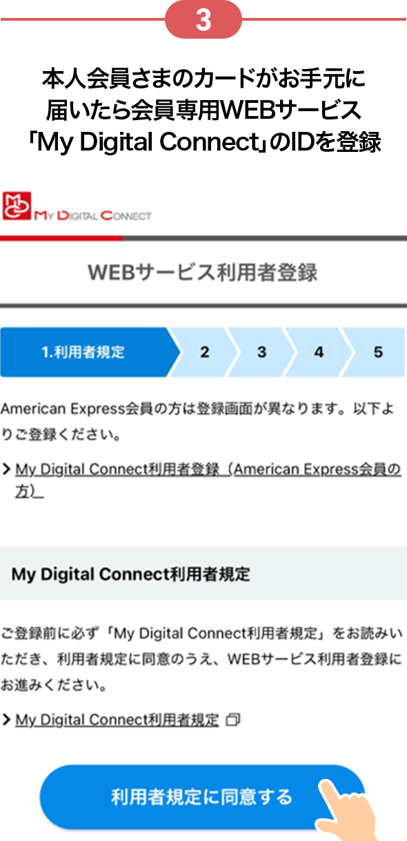 3 本人会員さまのカードがお手元に届いたら会員専用WEBサービス「My Digital Connect」のIDを登録