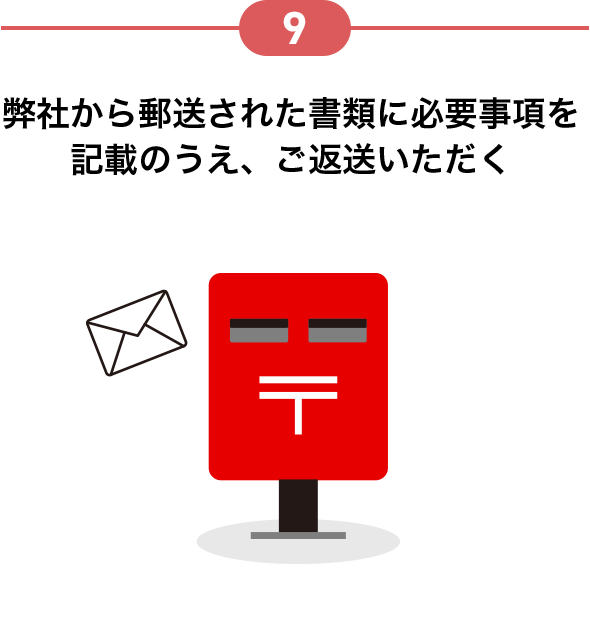 9 弊社から郵送された書類に必要事項を記載のうえ、ご返送いただく