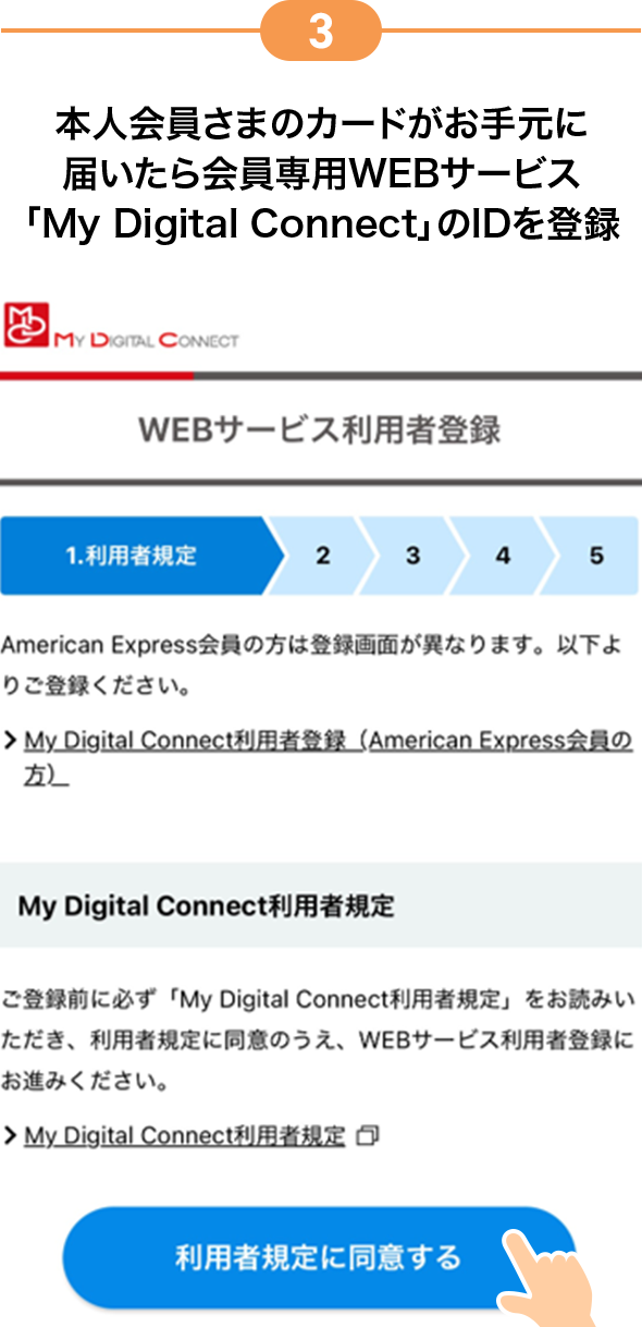 3 本人会員さまのカードがお手元に届いたら会員専用WEBサービス「My Digital Connect」のIDを登録