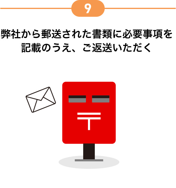 9 弊社から郵送された書類に必要事項を記載のうえ、ご返送いただく