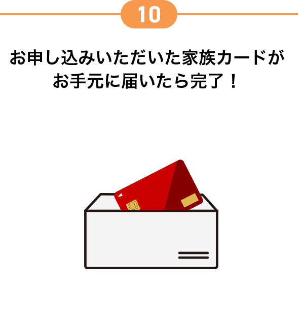 10 お申し込みいただいた家族カードがお手元に届いたら完了!