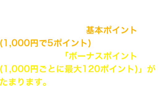ＰＯＩＮＴ名人．ｃｏｍに掲載のECショップへアクセスし、VIASOカードで商品をご購入いただくと、基本ポイント(1,000円で5ポイント)に加えて、店舗ごとに設定された「ボーナスポイント(1,000円ごとに最大120ポイント)」がたまります。