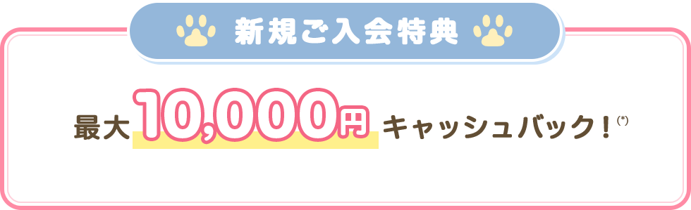 新規ご入会特典 最大10,000円をキャッシュバック！(*)