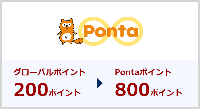 Pontaポイント グローバルポイント 200ポイント → Pontaポイント 800ポイント