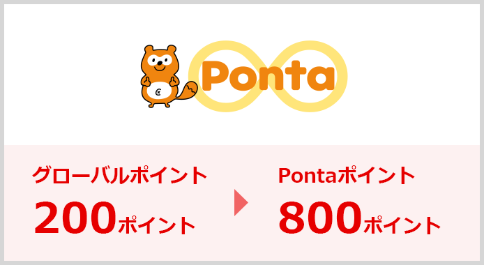 Pontaポイント グローバルポイント 200ポイント → Pontaポイント 800ポイント