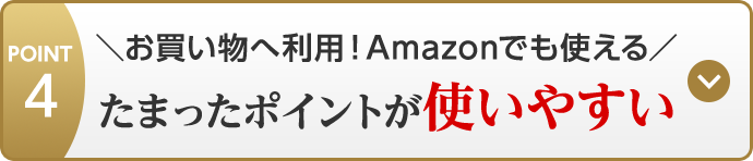POINT4 ＼お買い物へ利用！Amazonでも使える／たまったポイントが使いやすい