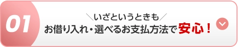 01 ＼いざというときも／ お借り入れ・選べるお支払方法で安心！