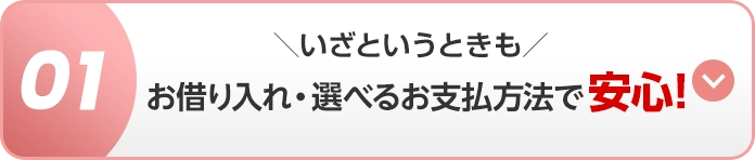 01 ＼いざというときも／ お借り入れ・選べるお支払方法で安心！