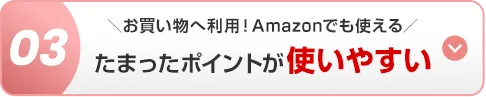 03 ＼お買い物へ利用！Amazonでも使える／ たまったポイントが使いやすい
