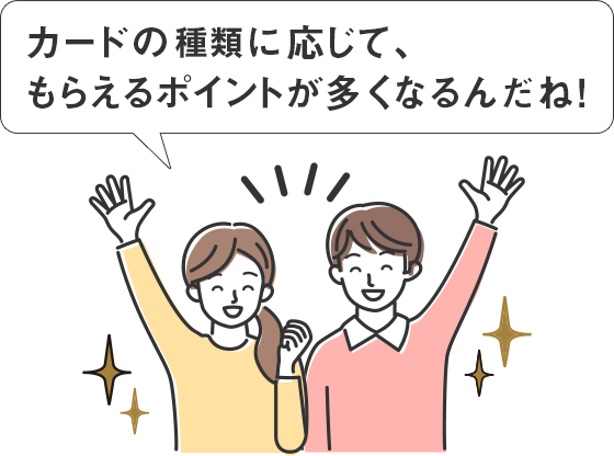 カードの種類に応じて、もらえるポイントが多くなるんだね!