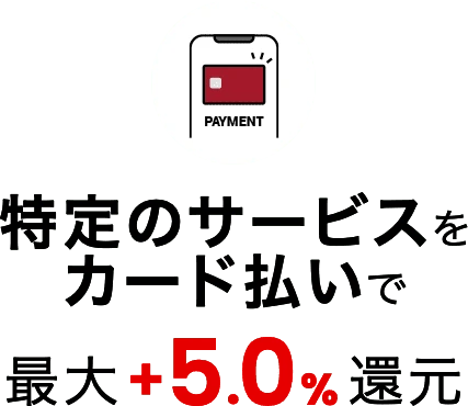 特定のサービスをカード払いで最大+5.0%還元
