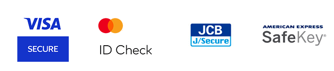 Visa Secure ロゴ Mastercard Identity Check ロゴ JCB J/Secure ロゴ American Express SafeKeyロゴ