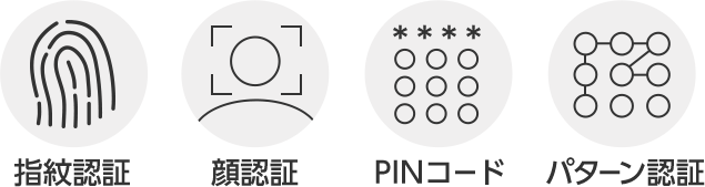 指紋認証 顔認証 PINコード パターン認証