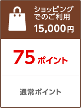 ショッピングでのご利用15,000円 75ポイント 通常ポイント