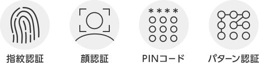 指紋認証 顔認証 PINコード パターン認証