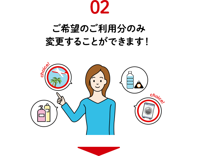 02 ご希望のご利用分のみ変更することができます！