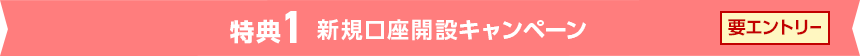 特典1 新規口座開設キャンペーン 要エントリー