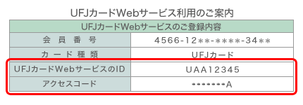 UFJカードWebサービス利用のご案内図