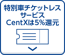 特別車チケットレスサービスCentXは5%還元