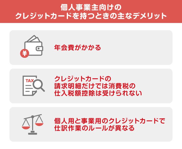 個人事業主向けのクレジットカードを持つときの主なデメリット