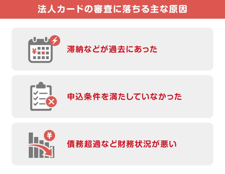 法人カードの審査に落ちる主な原因