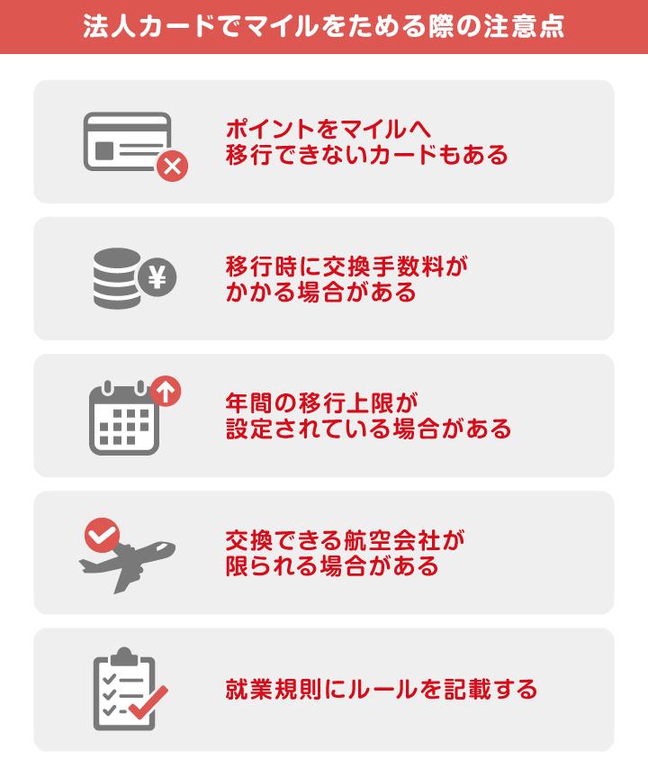 法人カードでマイルをためる際の注意点