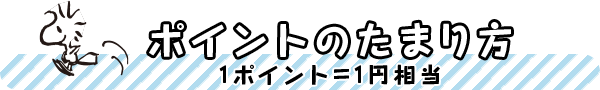 ポイントのたまり方 1ポイント=1円相当